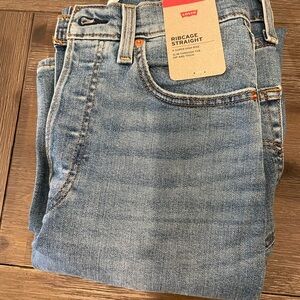 Levi's Light Blue Ribcage Straight Jeans 28 x 32 new
